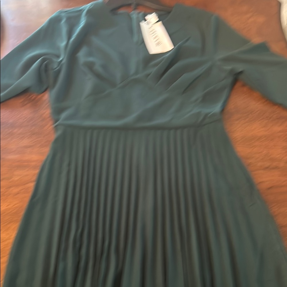 Green Pleated Dress